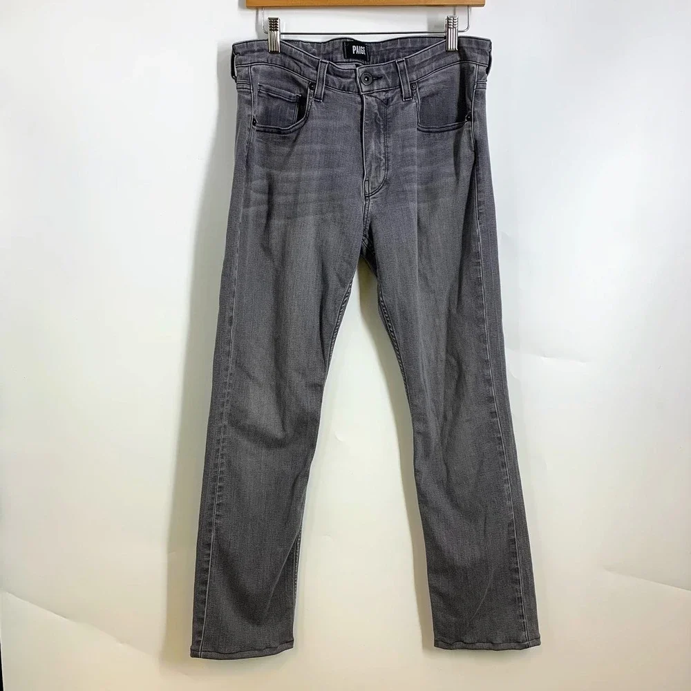PAIGE Federal Men's 32 Gray Straight Leg Stretch Jeans Made in USA